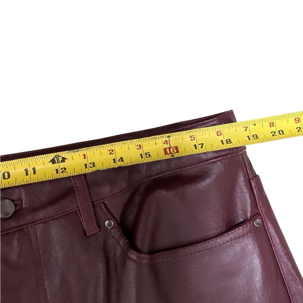 Jessica London Genuine Leather Pants Women Size 18W Maroon Straight Leg Moto NWT - Picture 12 of 15
